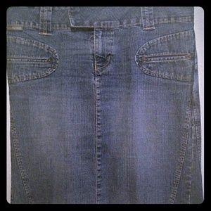 Denim knee length skirt